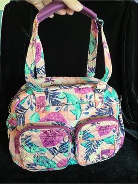 LUG Jumper Quilted Convertible Carryall Travel Bag Floral Azalea No Long Strap
